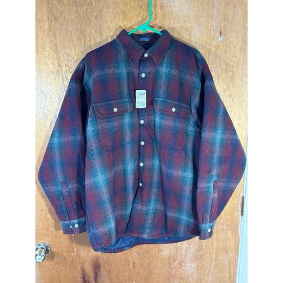 Vintage‎ NWT Van Heusen Plaid Wool Acrylic Shirt Button Jacket Large L - Picture 1 of 8